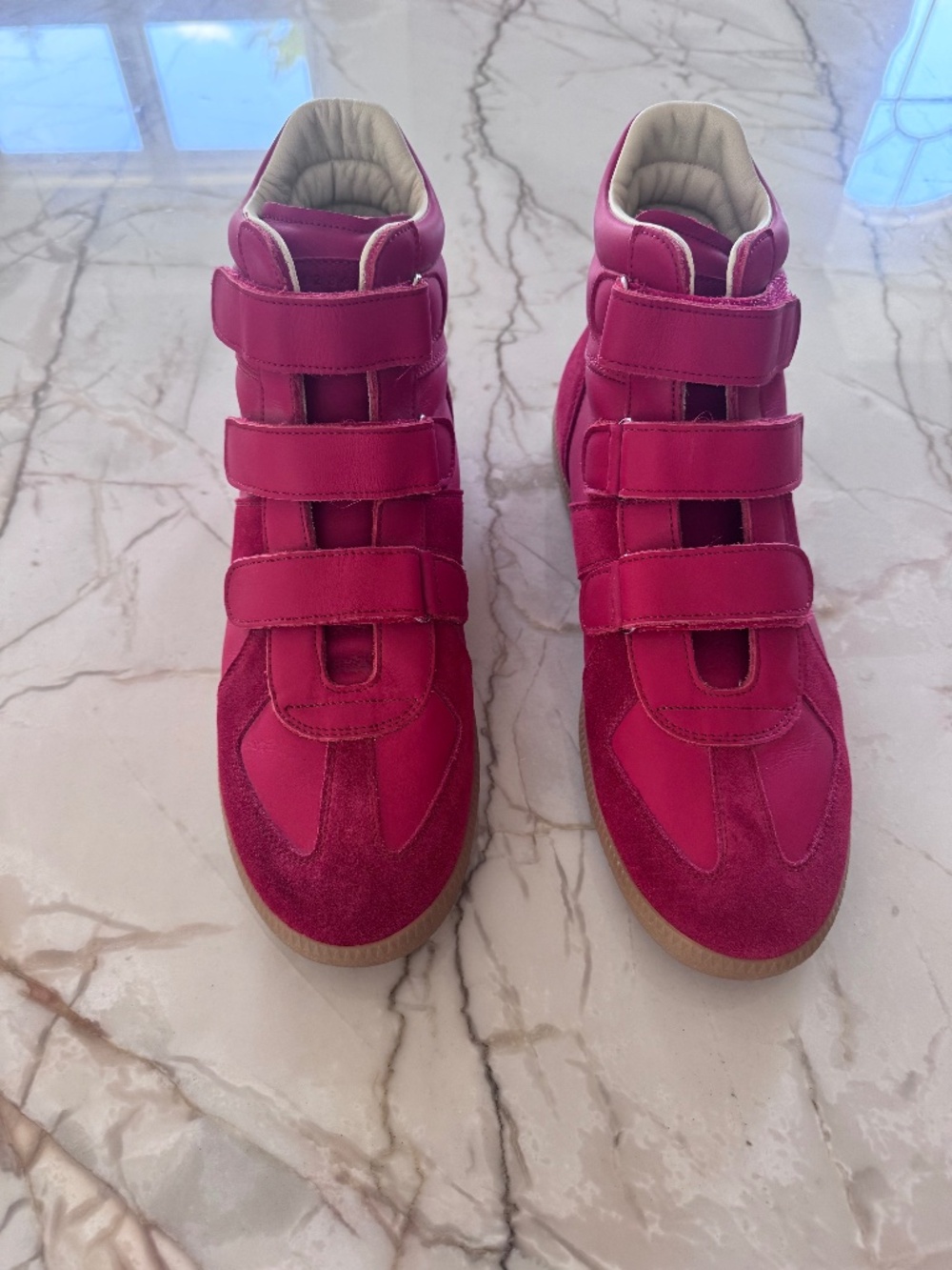 Maison Margiela Paris Men's red leather/suede high tops size 44